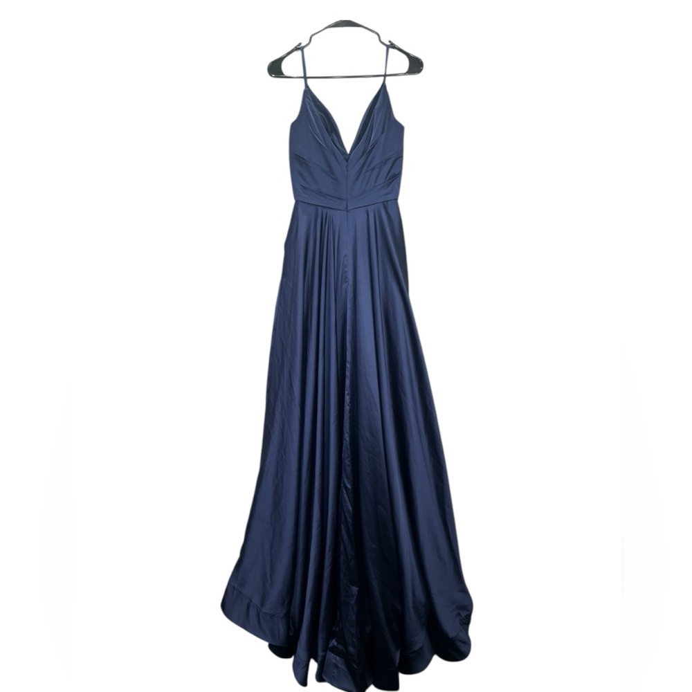 LA FEMME Strapless Slit Satin Ballgown - Picture 11 of 15
